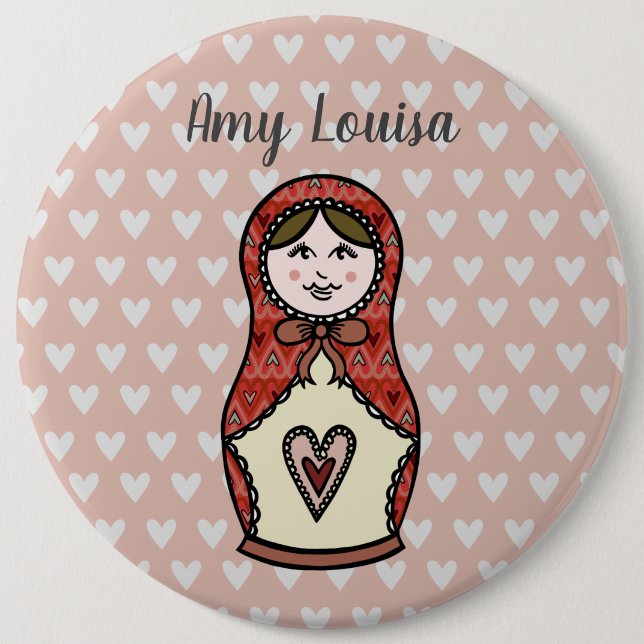 Badge Rond 15,2 Cm Bouton de poupée russe personnalisée Matryoshka Ba (Devant)