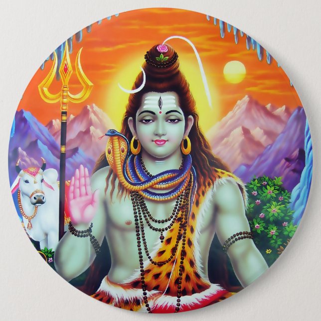 Badge Rond 15,2 Cm Bouton de Shiva - version 4 (Devant)