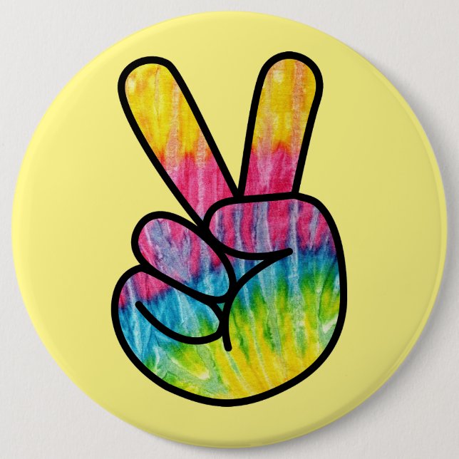 Badge Rond 15,2 Cm Bouton de signe Rainbow Peace (Devant)