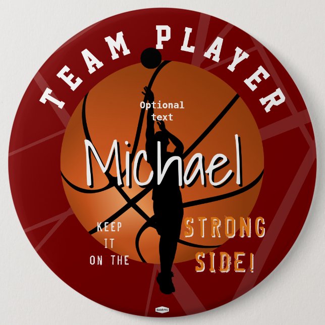 Badge Rond 15,2 Cm Bouton de thème de basket HAMbyWG (Devant)