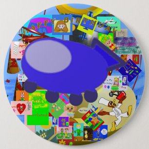 Badge Rond 15,2 Cm Bouton de vaisseau de marionnette d'anniversaire h