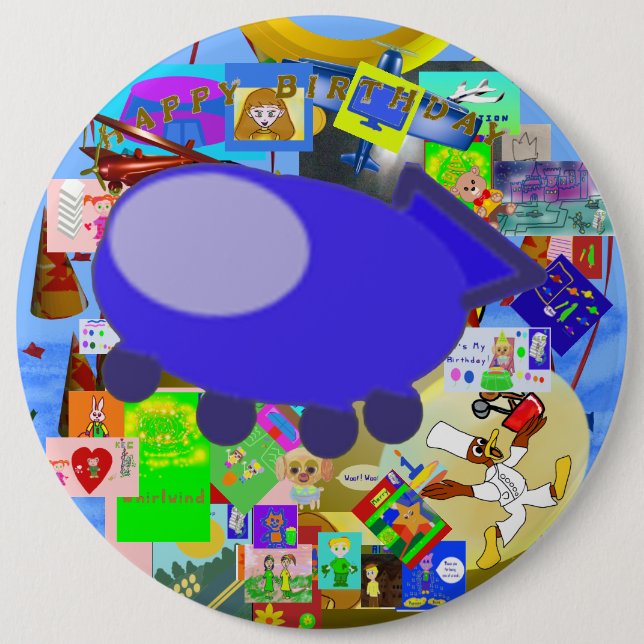Badge Rond 15,2 Cm Bouton de vaisseau de marionnette d'anniversaire h (Devant)