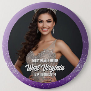 Badge Rond 15,2 Cm Bouton de ventilateur de concours de beauté violet
