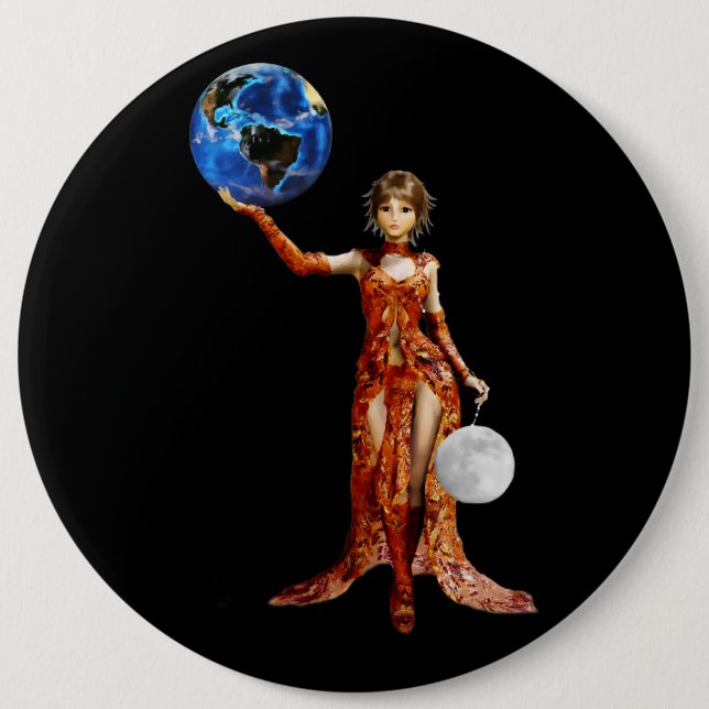 Badge Rond 15,2 Cm Bouton déesse de l'univers (Devant)