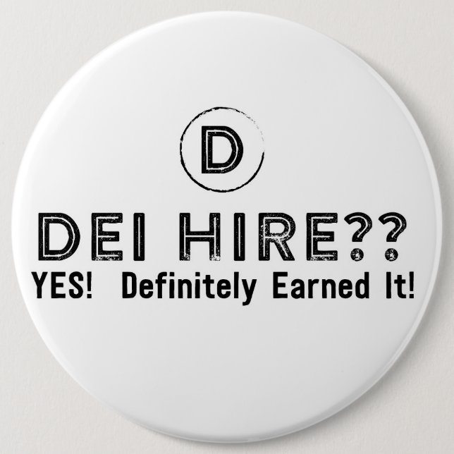 Badge Rond 15,2 Cm Bouton DEI B&W (Devant)