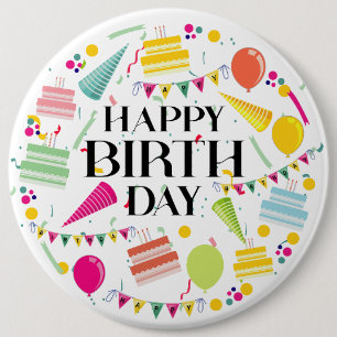 Badge Rond 15,2 Cm Bouton des célébrations d'anniversaire joyeuses