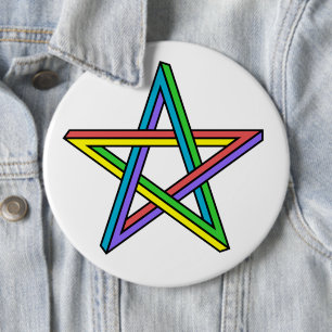 Badge Rond 15,2 Cm Bouton d'étoile de l'illusion optique
