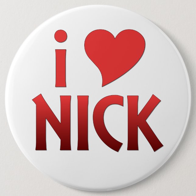 Badge Rond 15,2 Cm Bouton d'extra large de Nick de coeur du rouge | I (Devant)