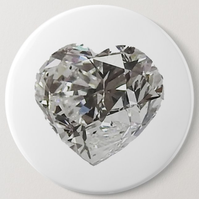 Badge Rond 15,2 Cm Bouton Diamant Cœur (Devant)