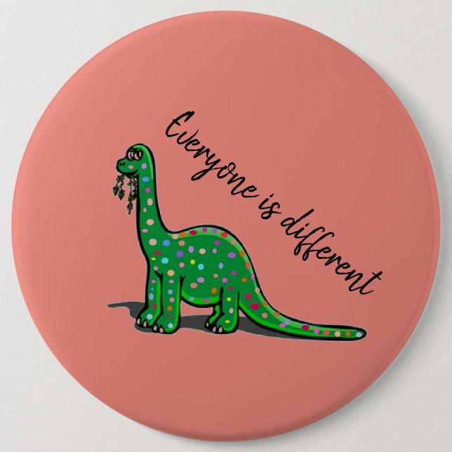 Badge Rond 15,2 Cm Bouton Dinosaure mignon (Devant)