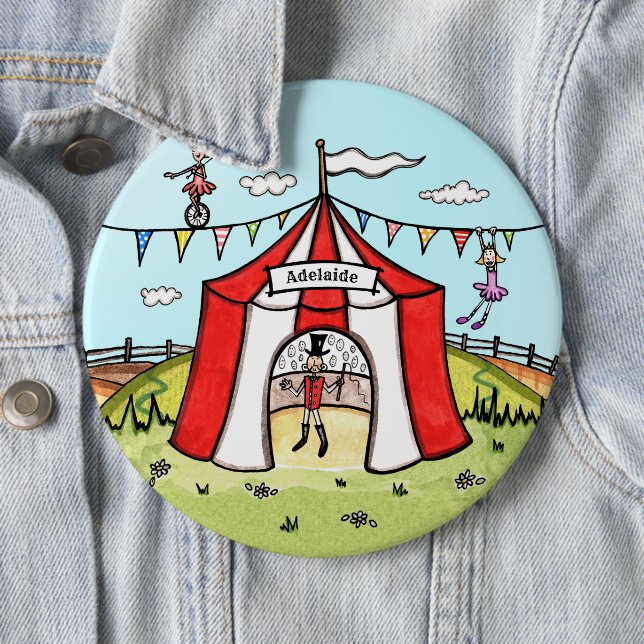 Badge Rond 15,2 Cm Bouton d'insigne pour enfants Cirque personnalisé (En situation)