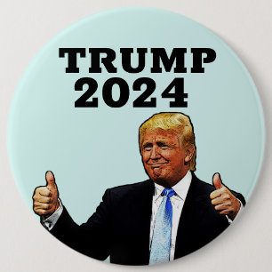 BADGE ROND 15,2 CM BOUTON DONALD TRUMP 2024 GRAND