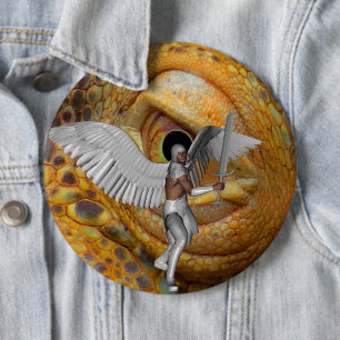 Badge Rond 15,2 Cm Bouton Dragon Guardian