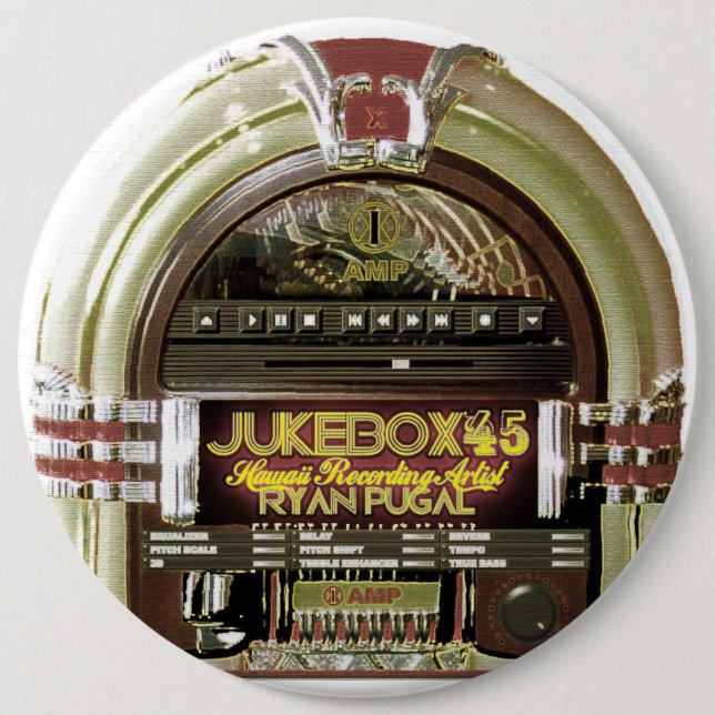 Badge Rond 15,2 Cm Bouton du JUKE-BOX 45 de RVP (Devant)