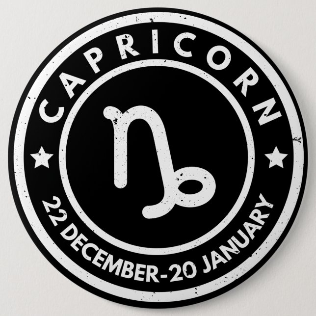 Badge Rond 15,2 Cm Bouton du signe zodiaque Capricorne (Devant)
