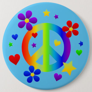 Badge Rond 15,2 Cm Bouton du symbole de la paix hippie