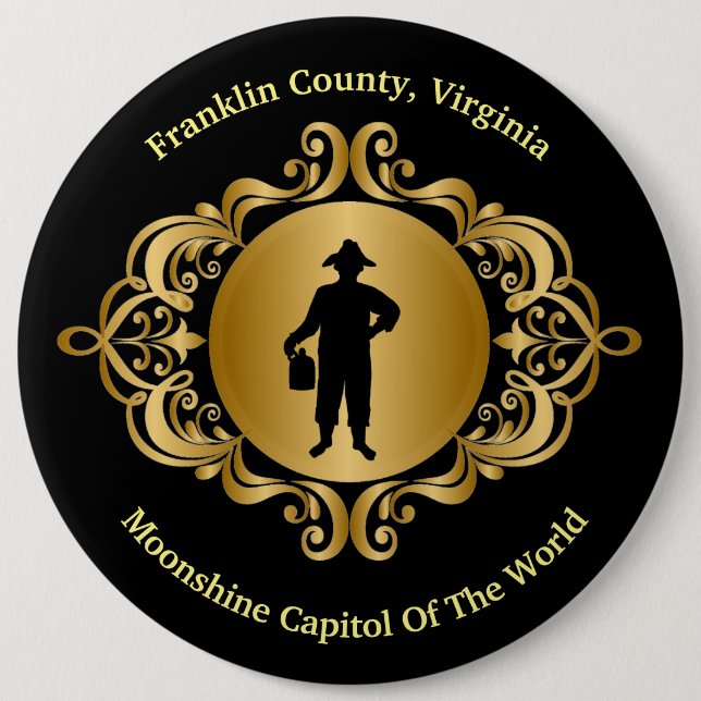 Badge Rond 15,2 Cm Bouton Elgant Black and Gold Moonshine (Devant)