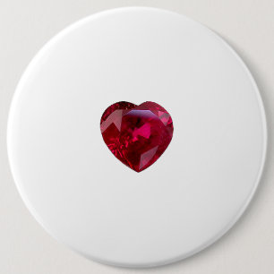 Badge Rond 15,2 Cm Bouton en pierre précieuse rouge cœur de rubis