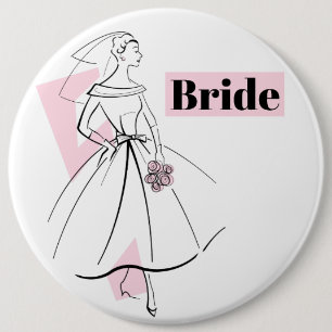 Badge Rond 15,2 Cm Bouton Fashion Bride Pink Bride