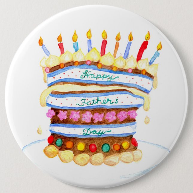 Badge Rond 15,2 Cm Bouton fête des pères (Devant)