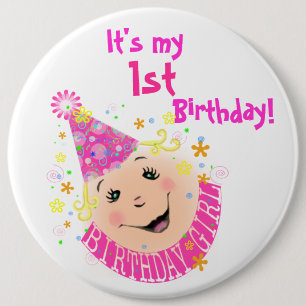 Badge Rond 15,2 Cm Bouton Fille Anniversaire