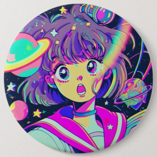 Badge Rond 15,2 Cm Bouton fille de l'Anime Kawaii