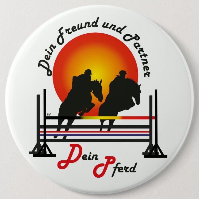 Badge Rond 15,2 Cm Bouton Für Pferde und Pferdesport Liebhaber (Devant)
