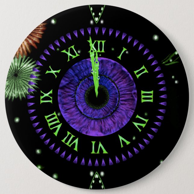Badge Rond 15,2 Cm Bouton Iris Clock Purple (Devant)