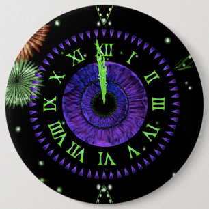 Badge Rond 15,2 Cm Bouton Iris Clock Purple