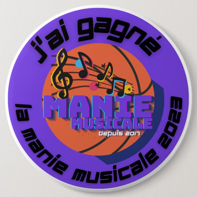 Badge Rond 15,2 Cm Bouton J'ai gagné 2023 (Devant)