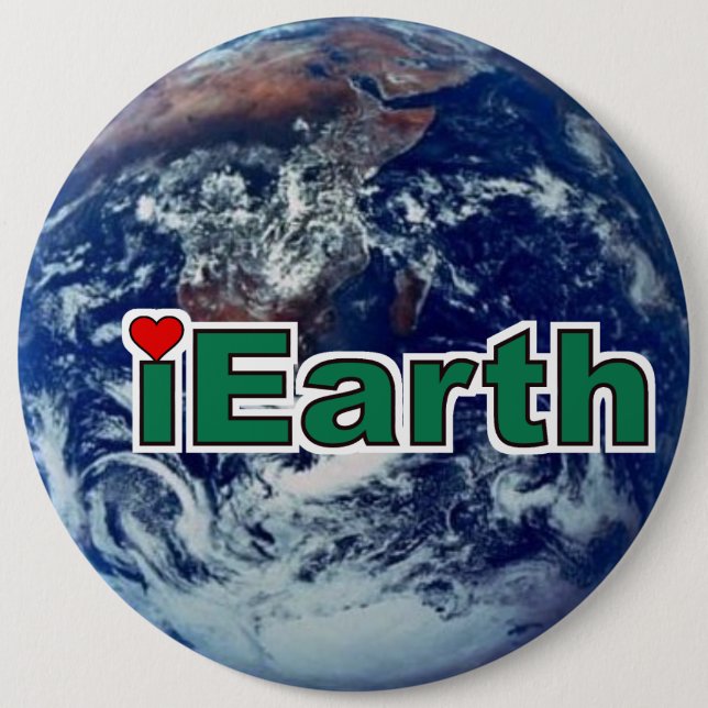 Badge Rond 15,2 Cm Bouton J'aime la Terre (Devant)