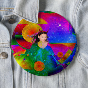 Badge Rond 15,2 Cm Bouton Jardin enchanté