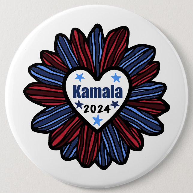 Badge Rond 15,2 Cm Bouton Kamala 2024 (Devant)