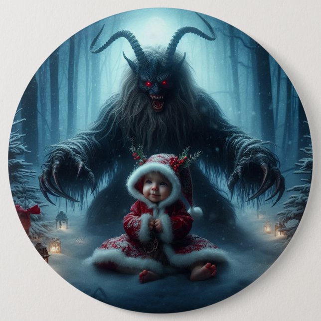 Badge Rond 15,2 Cm Bouton Krampus de Noël (Devant)