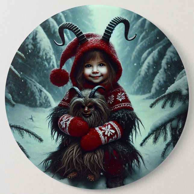 Badge Rond 15,2 Cm Bouton Krampus de Noël (Devant)