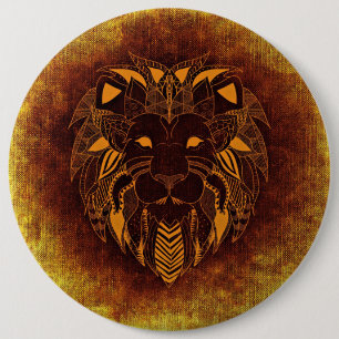 Badge Rond 15,2 Cm bouton lion tribal
