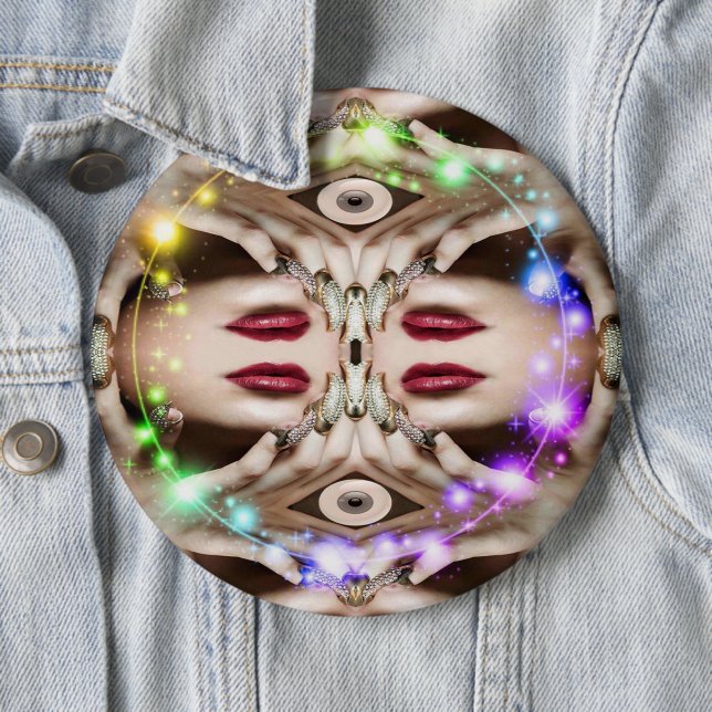 Badge Rond 15,2 Cm Bouton Magic Spell (En situation)