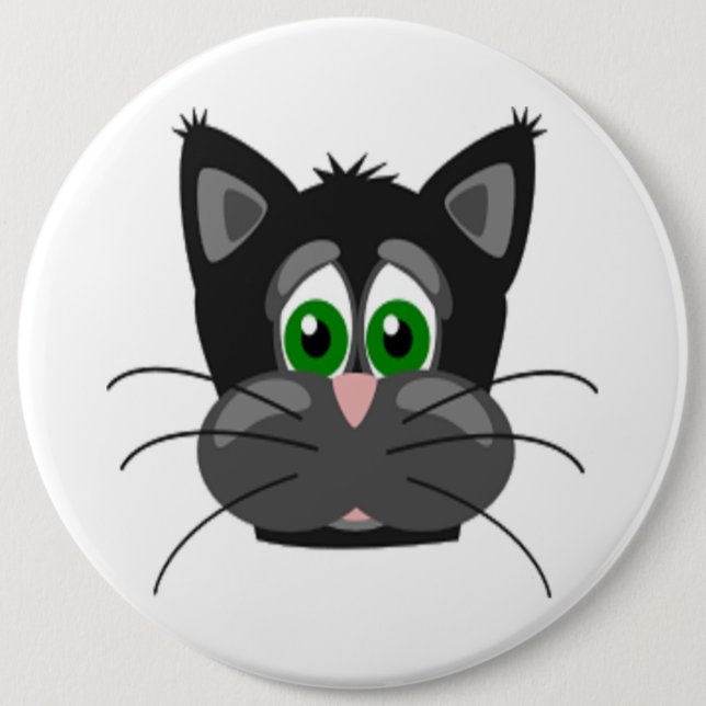 BADGE ROND 15,2 CM BOUTON MAUVAIS CHAT (Devant)