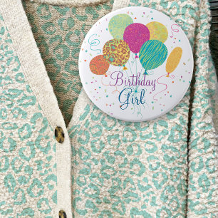 Badge Rond 15,2 Cm Bouton Motif animal fille anniversaire