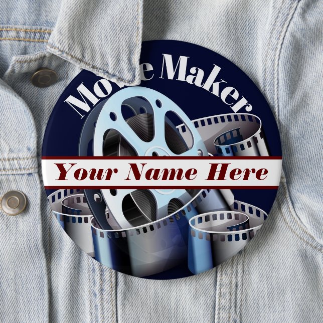 Badge Rond 15,2 Cm Bouton Movie Maker (En situation)