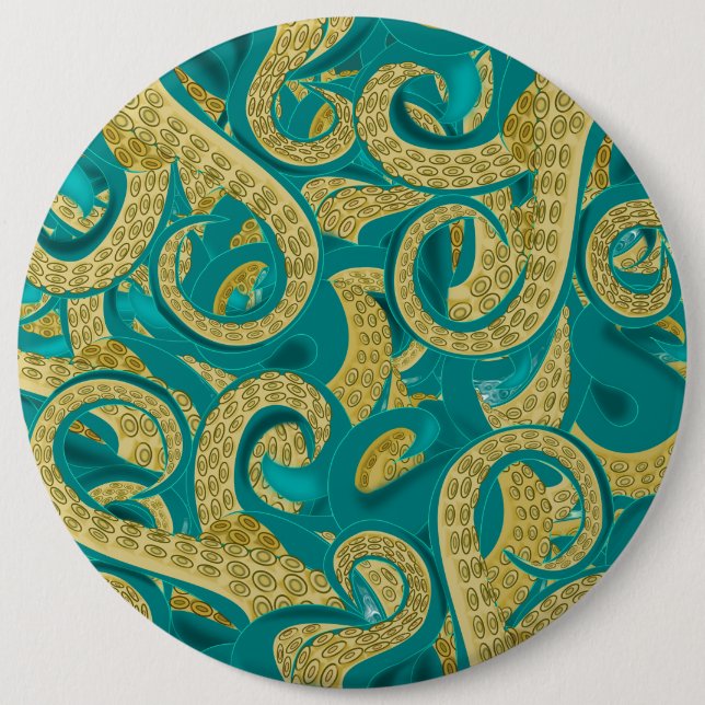 Badge Rond 15,2 Cm Bouton Octopus (Devant)