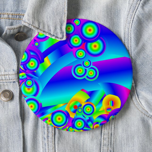 Badge Rond 15,2 Cm Bouton Ondes de l'océan Abstrait (En situation)