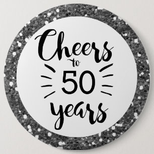 Badge Rond 15,2 Cm Bouton Parties scintillant argent à 50 ans