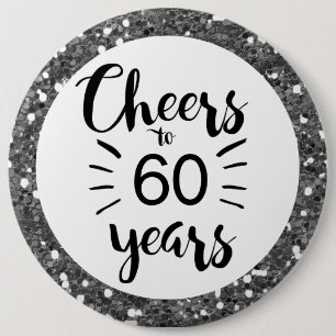 Badge Rond 15,2 Cm Bouton Parties scintillant d'argent à 60 ans
