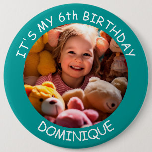 Badge Rond 15,2 Cm Bouton Personnalisable Photo, Nom Et Âge Anniversa