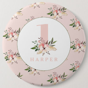 Badge Rond 15,2 Cm Bouton personnalisé d'âge rose floral