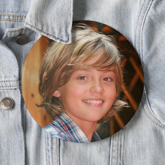 Badge Rond 15,2 Cm Bouton photo grand format (En situation)