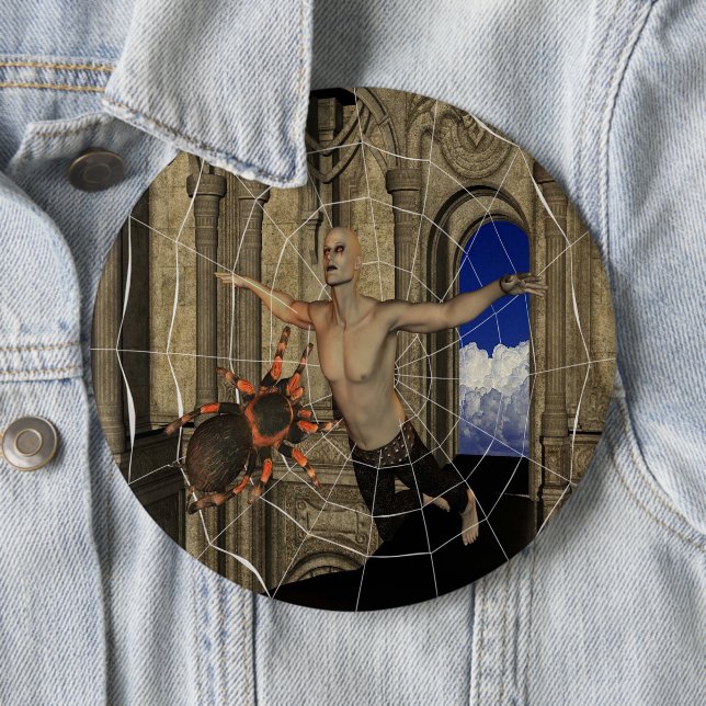 Badge Rond 15,2 Cm Bouton Pinback Web Vampire Spiders (En situation)