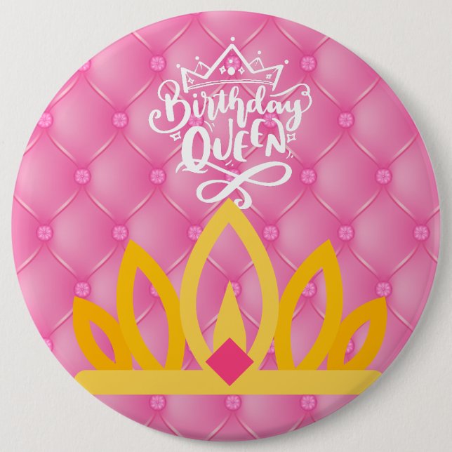 Badge Rond 15,2 Cm Bouton Reine Anniversaire (Devant)