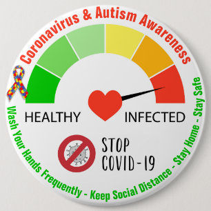 Badge Rond 15,2 Cm Bouton rond coronavirus et Sensibilisation sur l'a